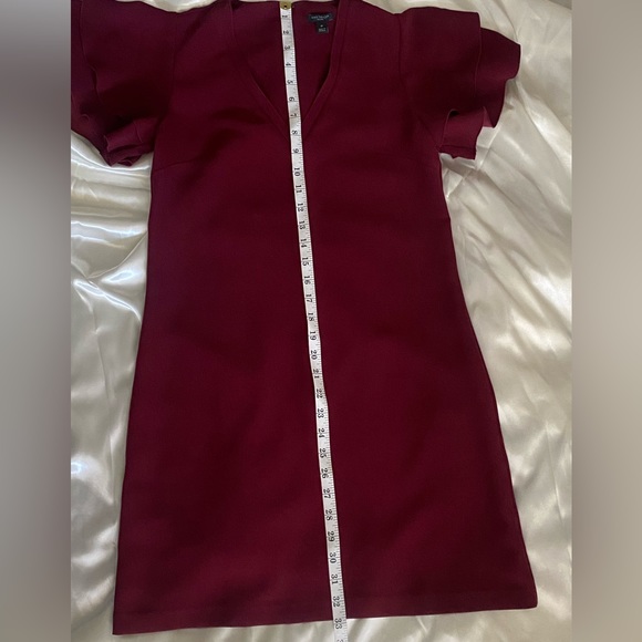 ANN TAYLOR Burgundy Flutter Sleeve Dress, Size 0P (zero Petite) - Picture 13 of 16